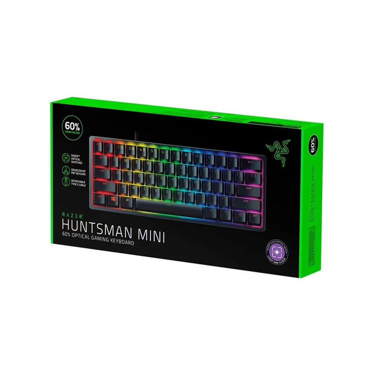 کیبورد گیمینگ ریزر مدل Huntsman Mini، سوییچ مکانیکال Optical بنفش، Tenkeyless